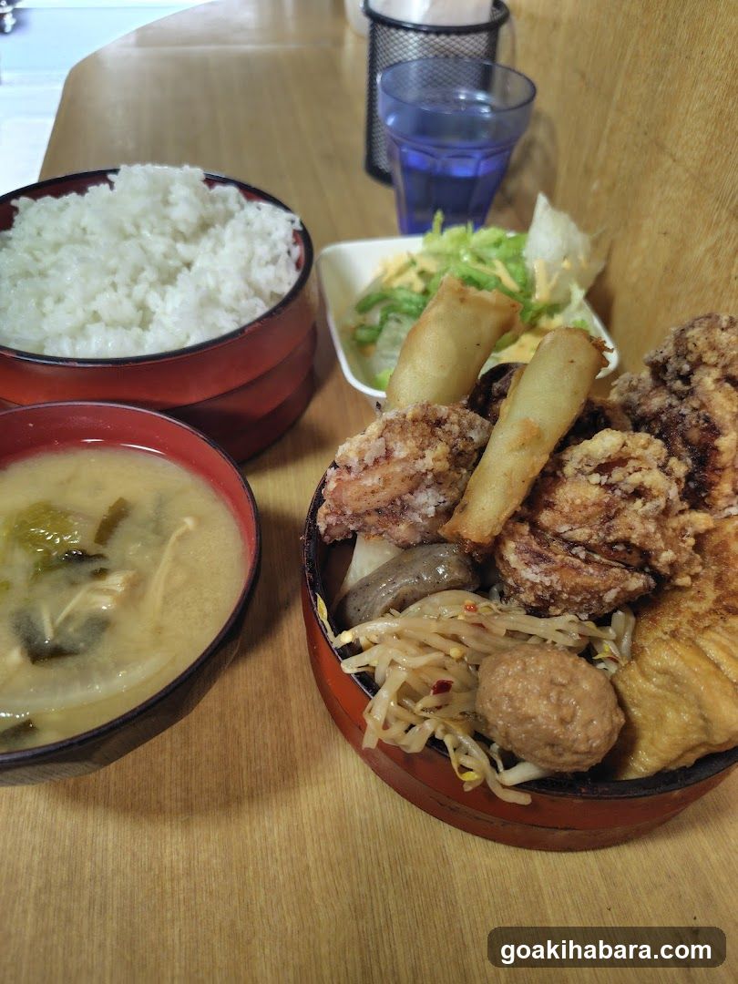 Japanese Meal with Fried Chicken and Rice