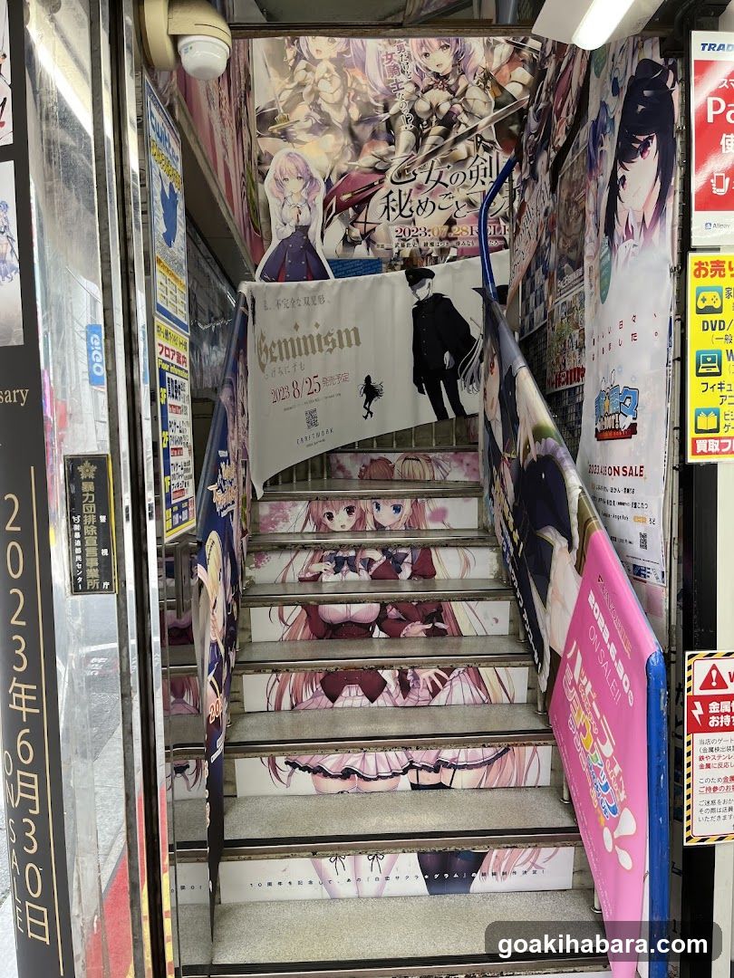 Anime-themed stairwell entrance