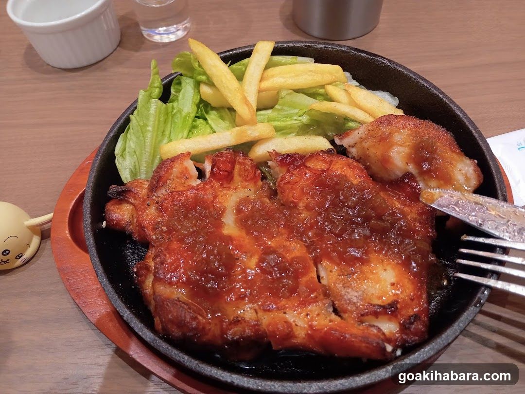 Sizzling Chicken Steak with Fries and Salad