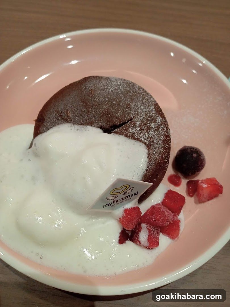 Chocolate Lava Cake with Yogurt and Strawberries