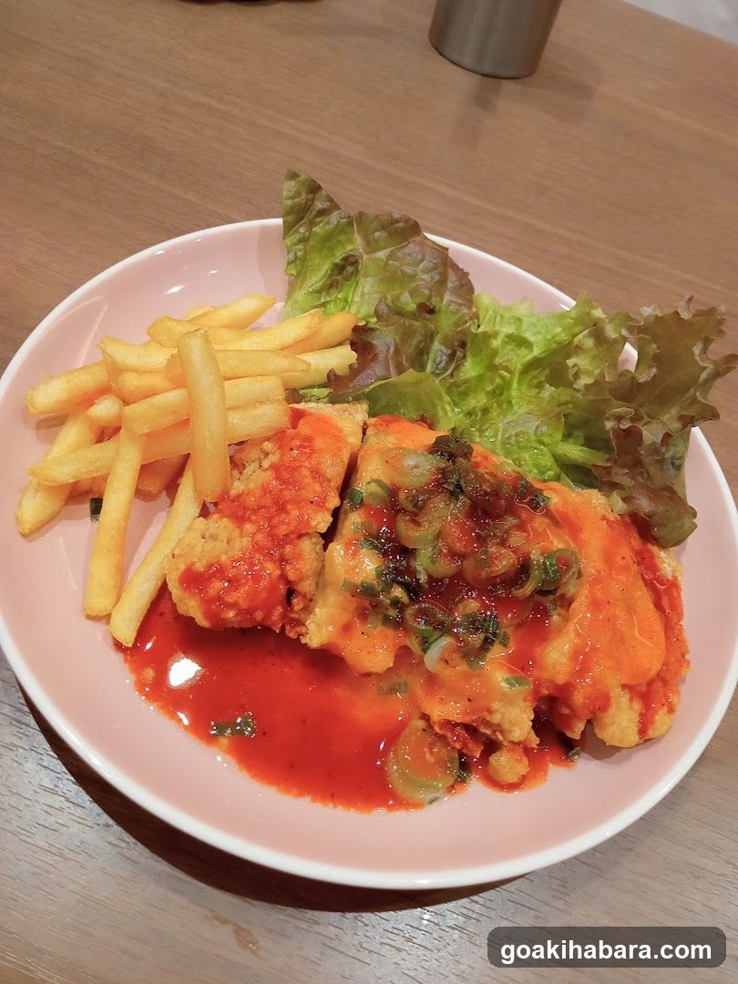 Fried Chicken with Sauce and Fries