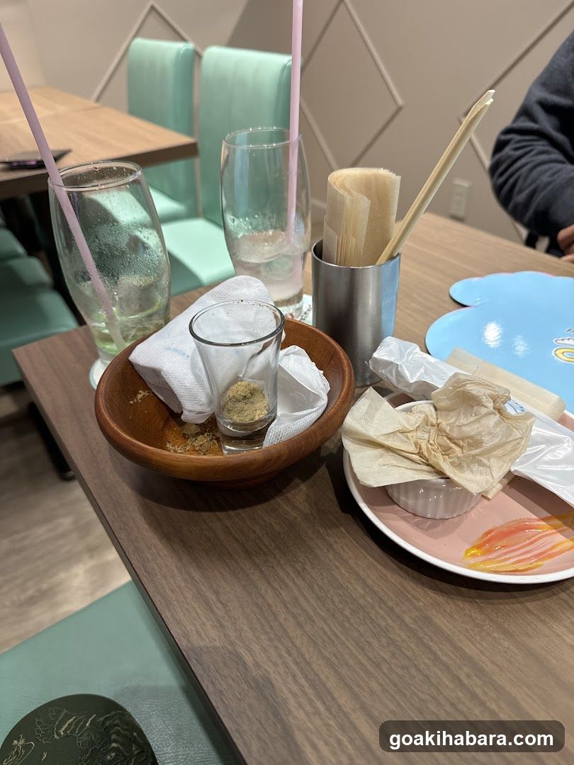 Dining Table Setting with Condiments and Drinks