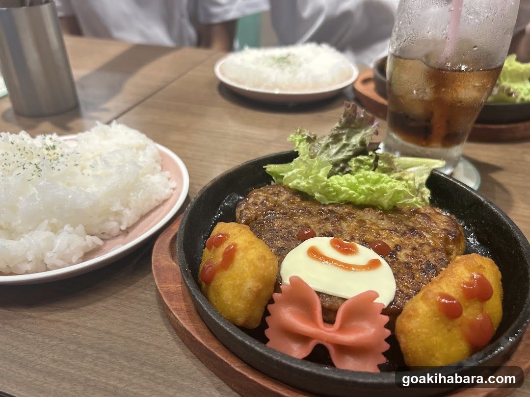 Sizzling Steak Meal with Rice and Drink