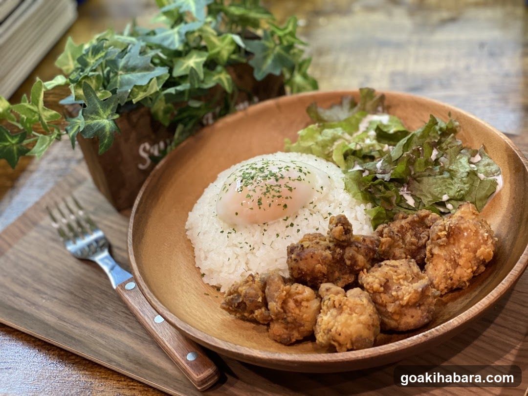 Fried Chicken Rice Bowl with Salad and Egg