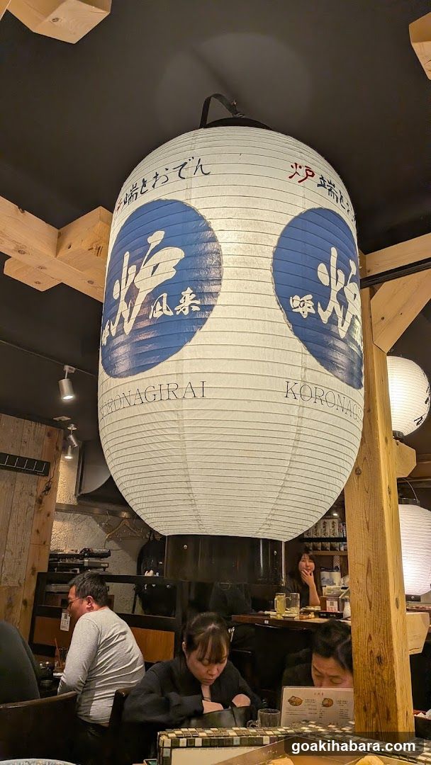 Interior of Japanese Restaurant with Hanging Lantern