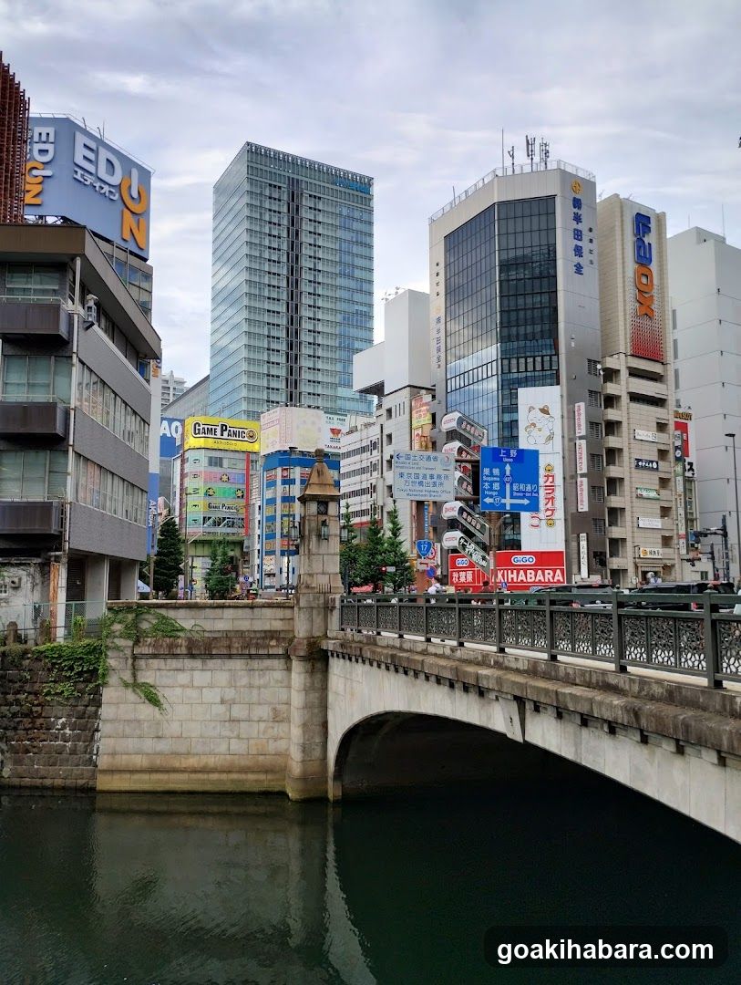 Urban Street Scene with Bridge and Buildings