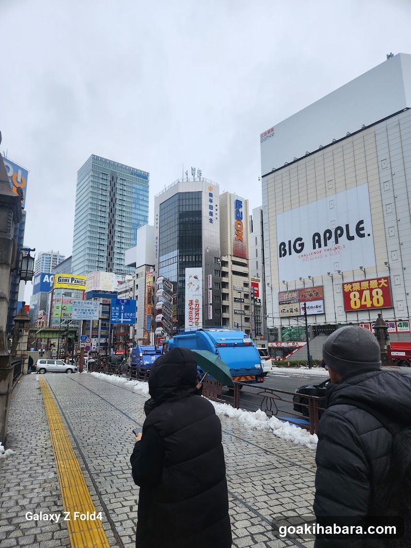 Urban Street Scene with Big Apple Building