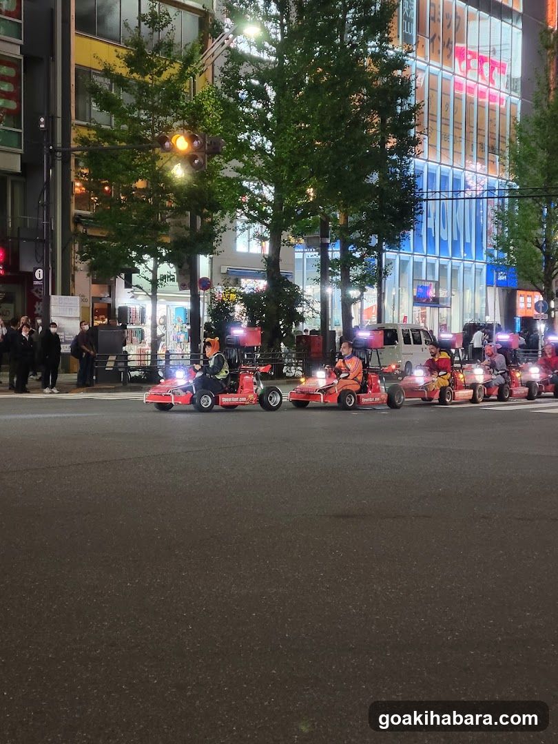 Night Street Scene with Go-Karts