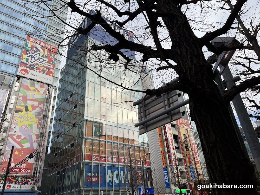 Urban Street Scene with Buildings and Trees