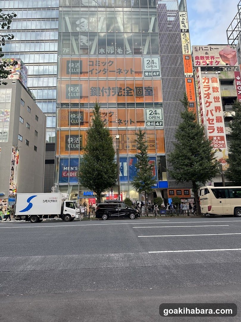 Urban Street Scene with Storefronts and Vehicles