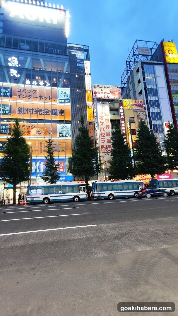 Urban Street Scene with Bus and Buildings