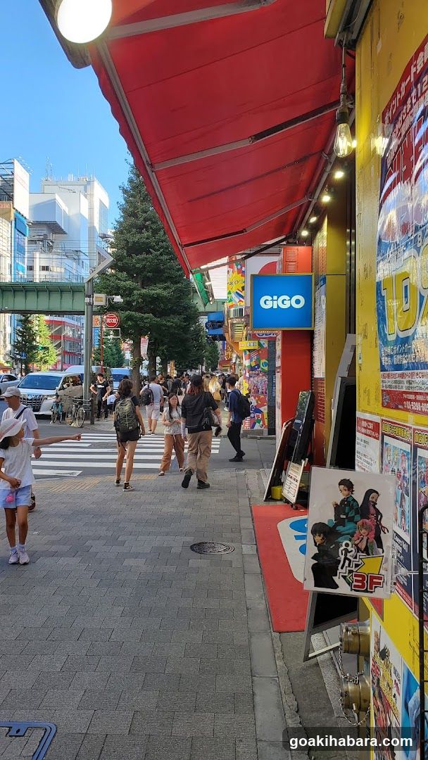 Street Scene with Storefronts and Pedestrians