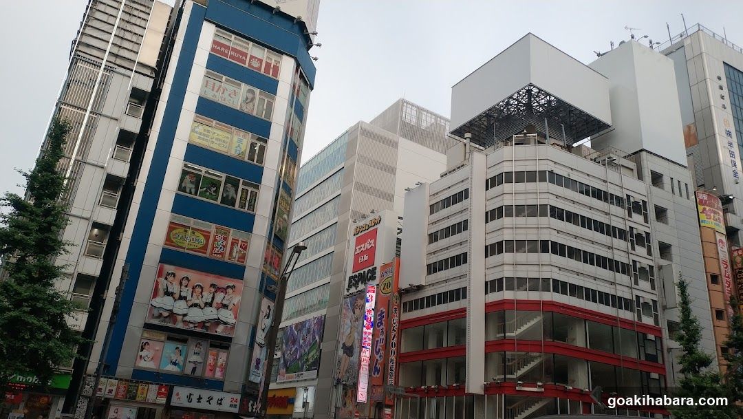 Urban Street Scene with Buildings and Signage