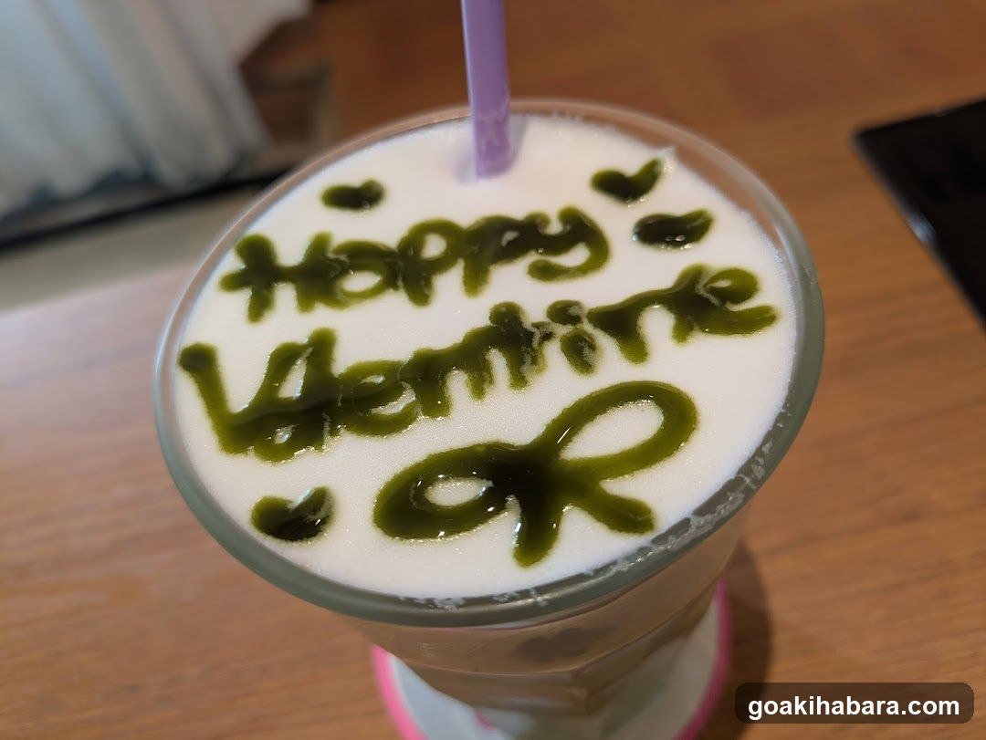 Matcha Latte with Valentine's Message