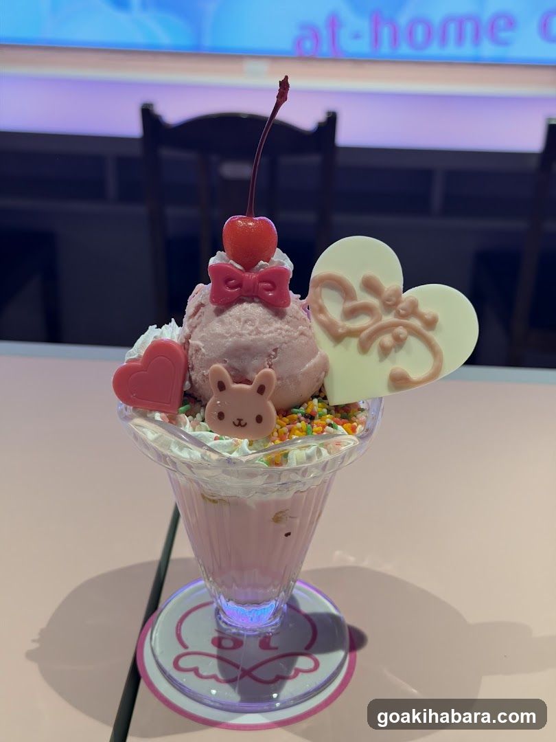 Pink Ice Cream Sundae with Decorations