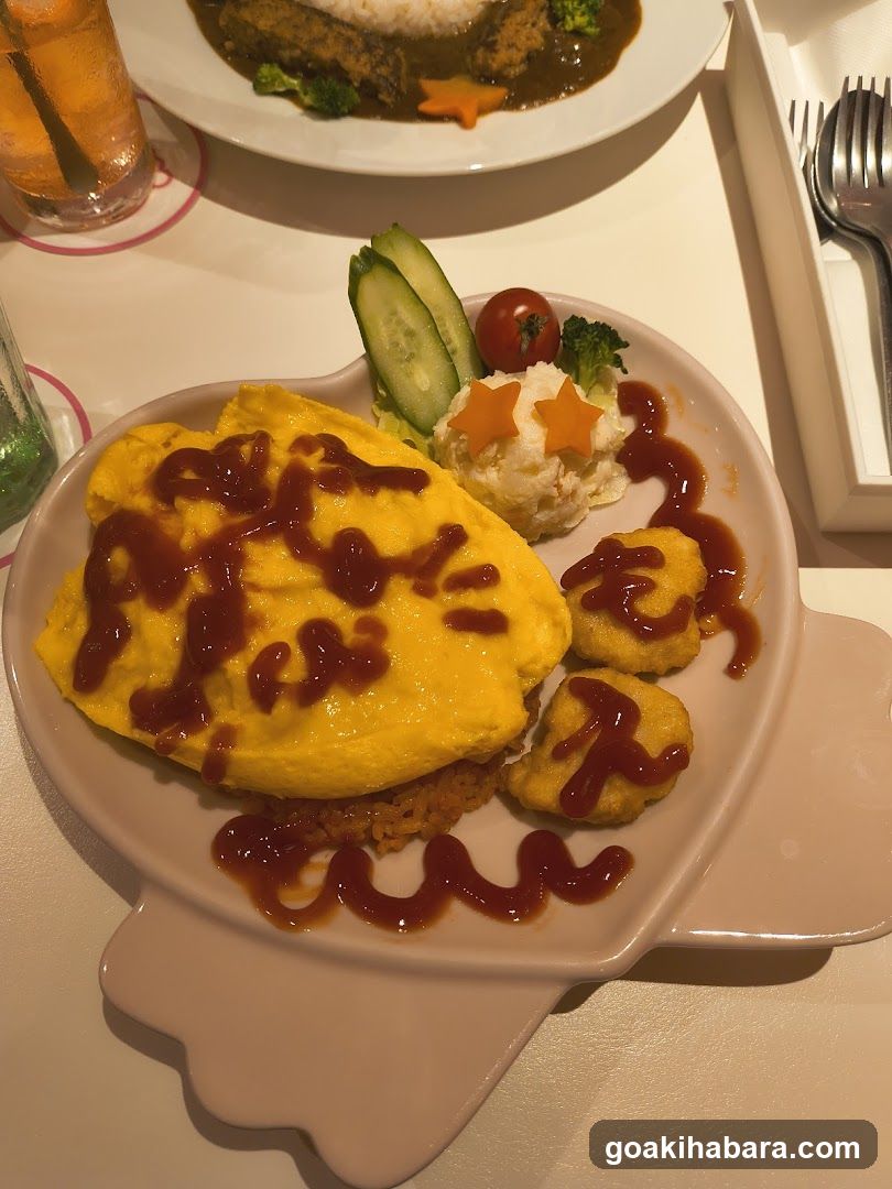 Omelette with Curry Sauce and Side Dishes