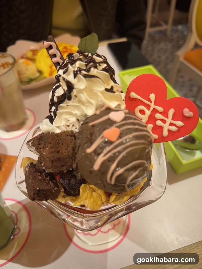 Chocolate Ice Cream Sundae with Heart Decoration