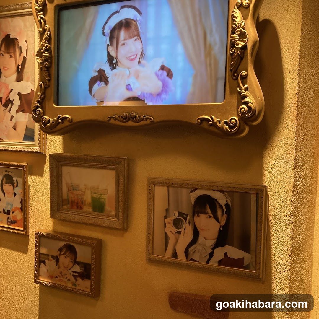 Maid-themed photo wall display