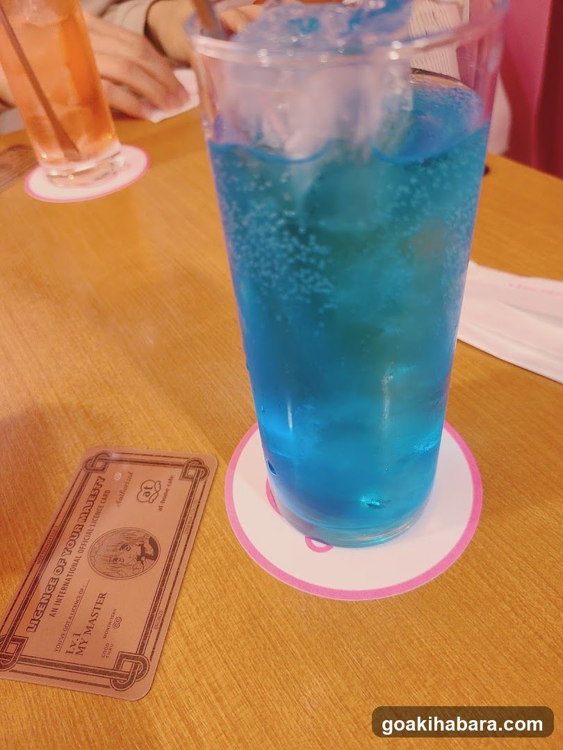 Blue Drink and Card on Table