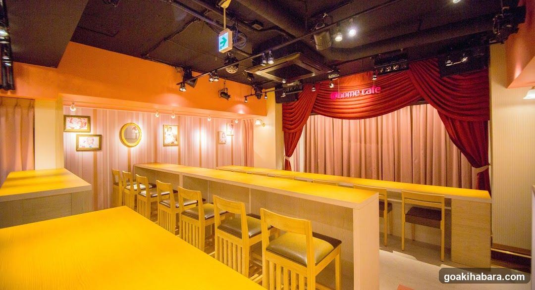 Interior of a cafe or restaurant with bar seating