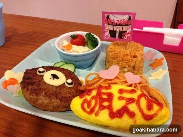 Kawaii Bento Plate with Omelette and Meatball