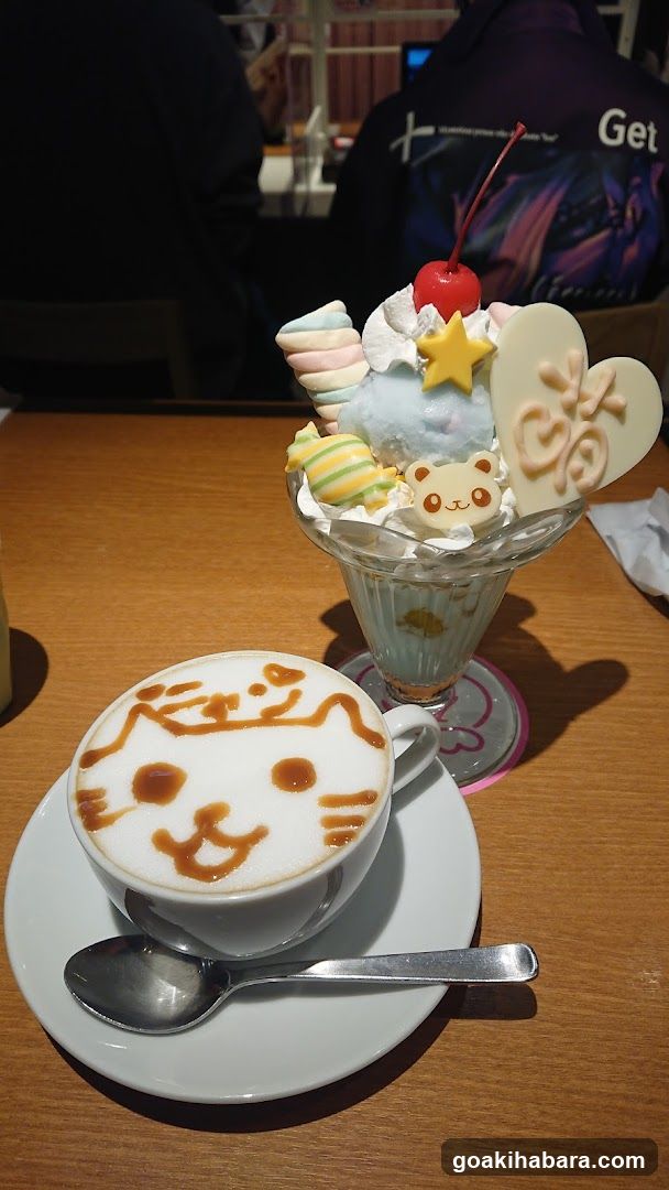 Cafe Interior with Dessert and Latte Art