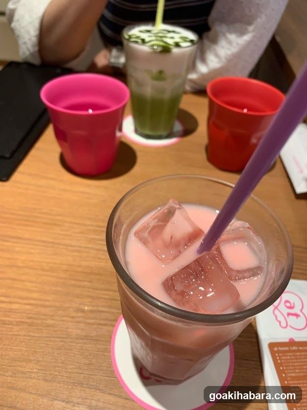 Pink and Green Drinks at Cafe
