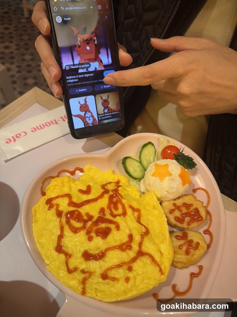 Omelette with Ketchup Art and Phone Screen