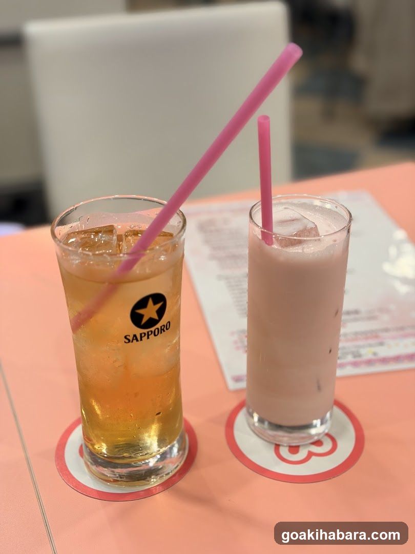 Sapporo Beer and Milkshake on Table