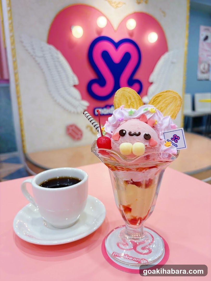 Cute Dessert and Coffee at a Themed Cafe