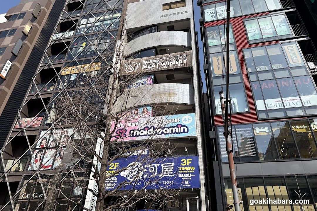 Urban Building Facade with Multiple Signs