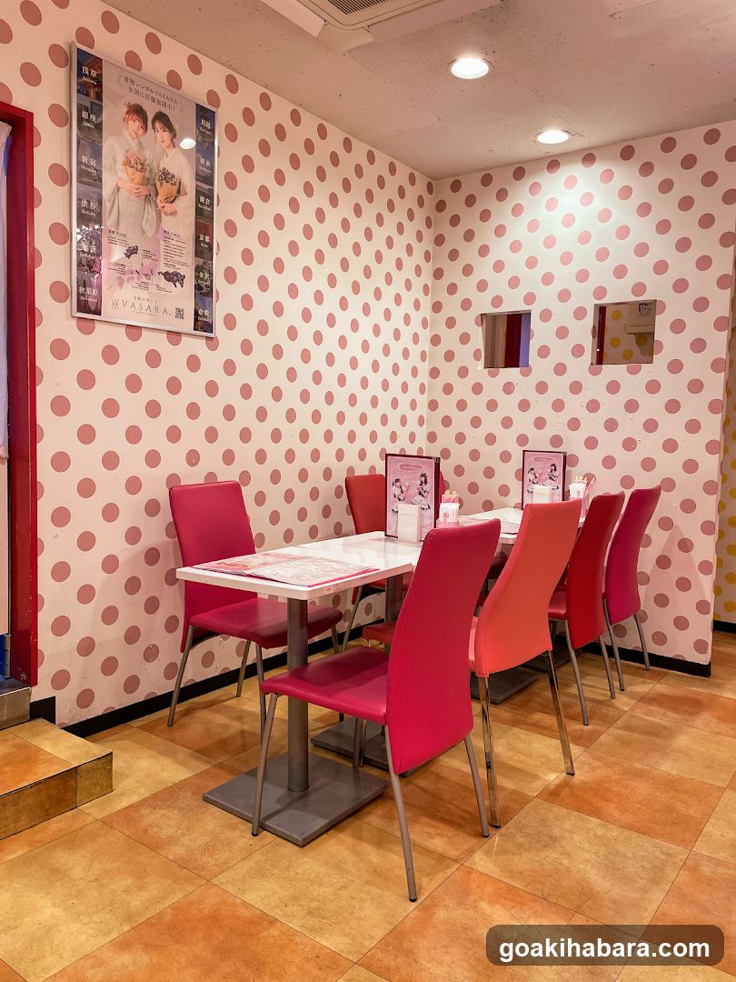 Dining Room Interior with Polka Dot Walls