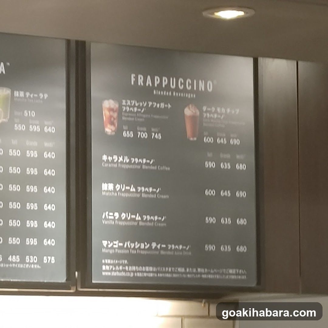 Frappuccino Menu Board