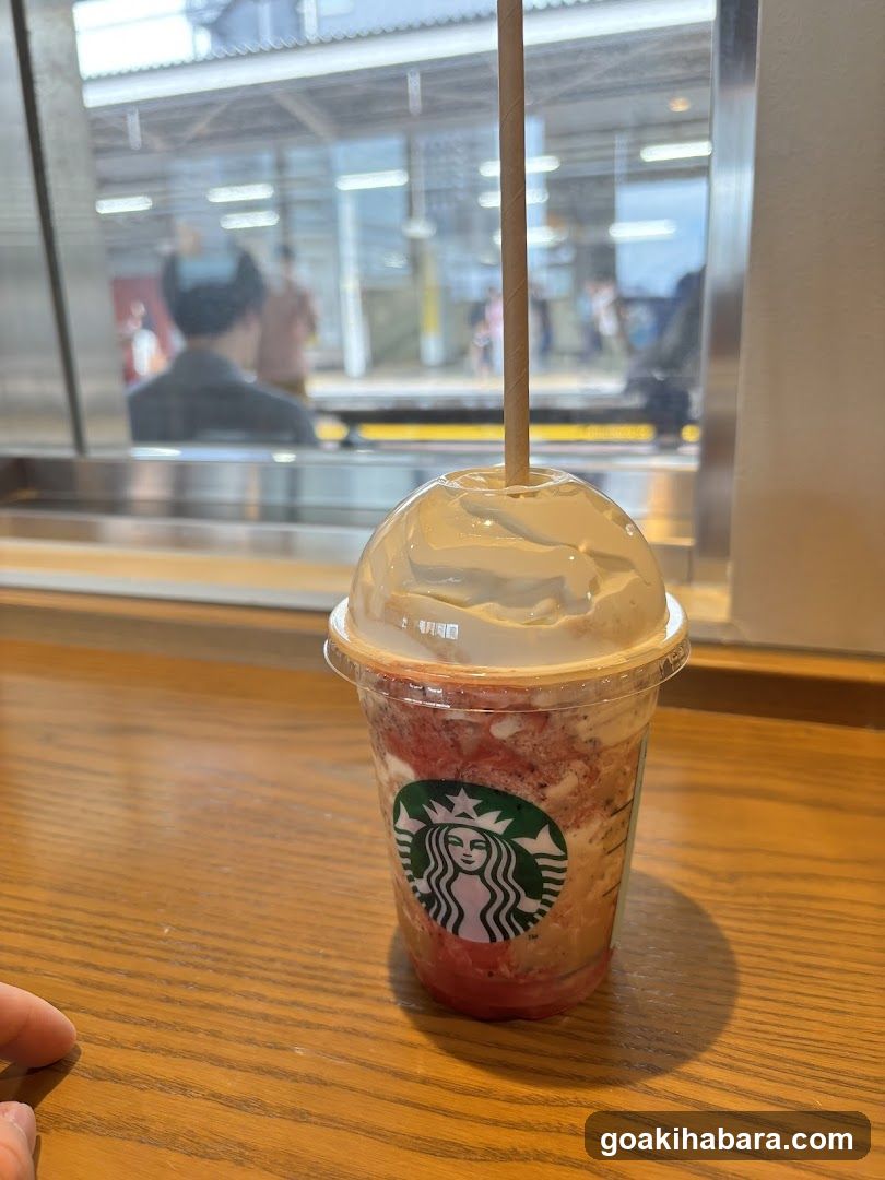 Starbucks Drink at Train Station