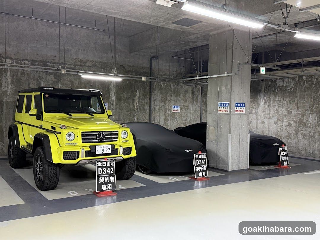 Yellow Mercedes G-Class in Parking Garage