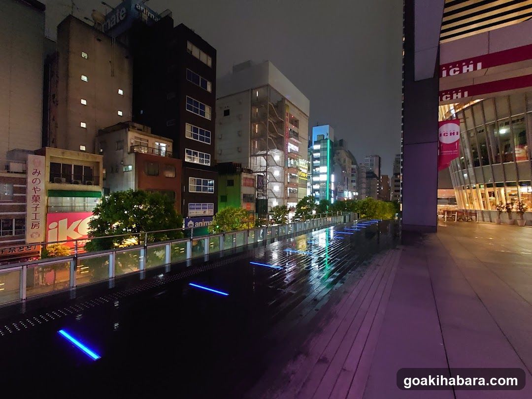 Night City Street View with Neon Lights