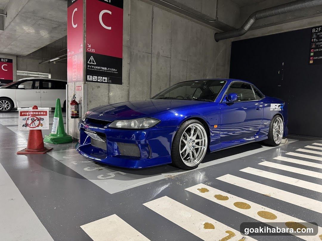 Blue Nissan S15 in Parking Garage