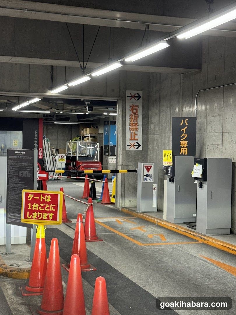 Parking Entrance with Gate and Signs