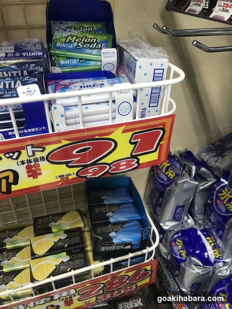 Aisle display of mints and gum in a store