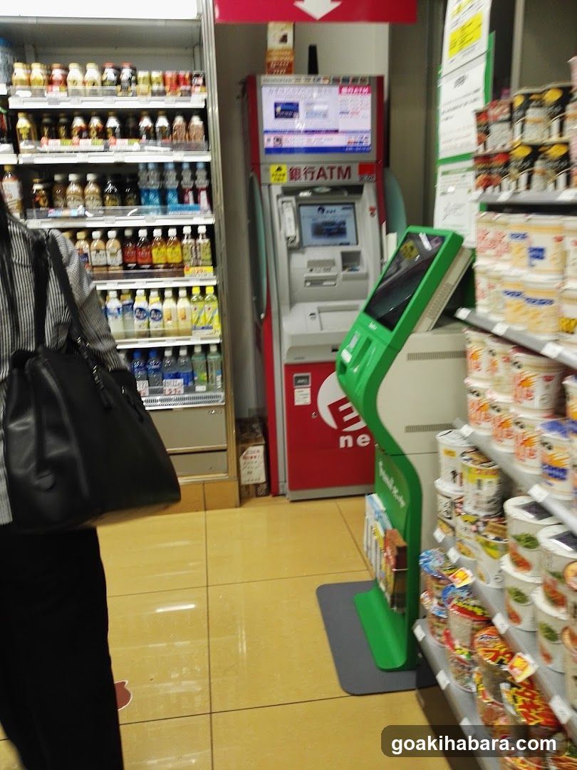Convenience Store Interior with ATM and Self-Checkout Kiosk