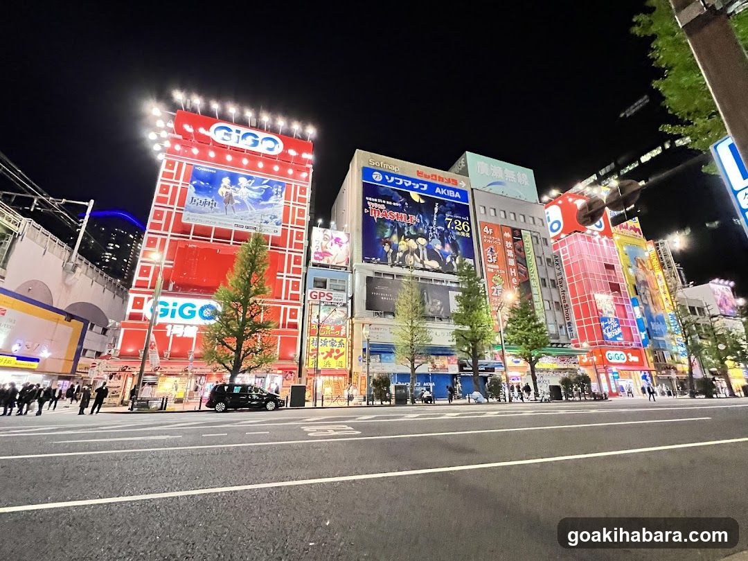 Night Street Scene with Bright Billboards