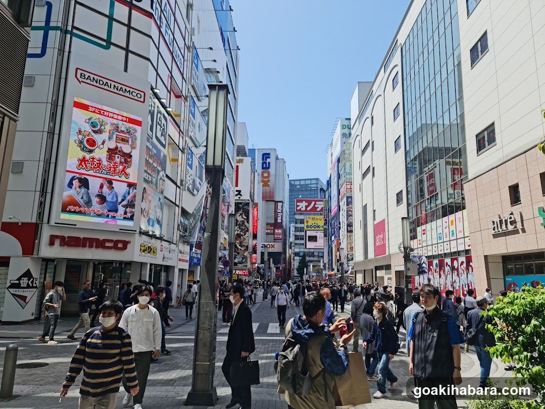 Crowded Street with Shops and Ads