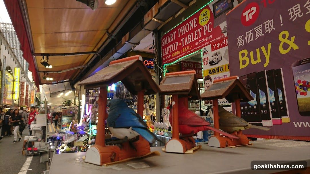 Street Market Display with Bird Figurines and Storefronts