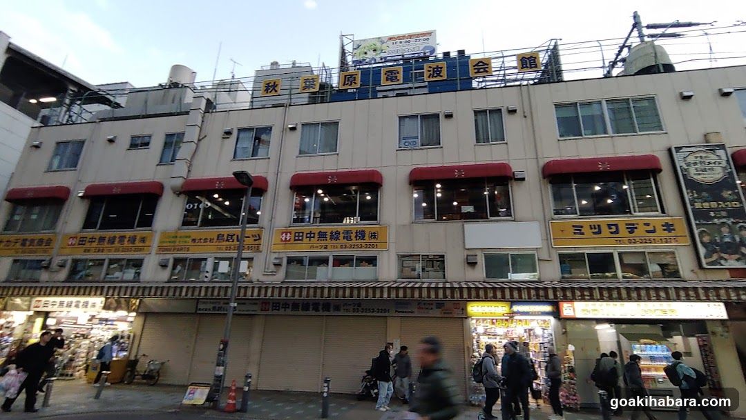 Street scene with shops and pedestrians