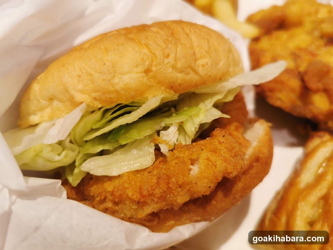 Fried Chicken Sandwich with Lettuce and Fries