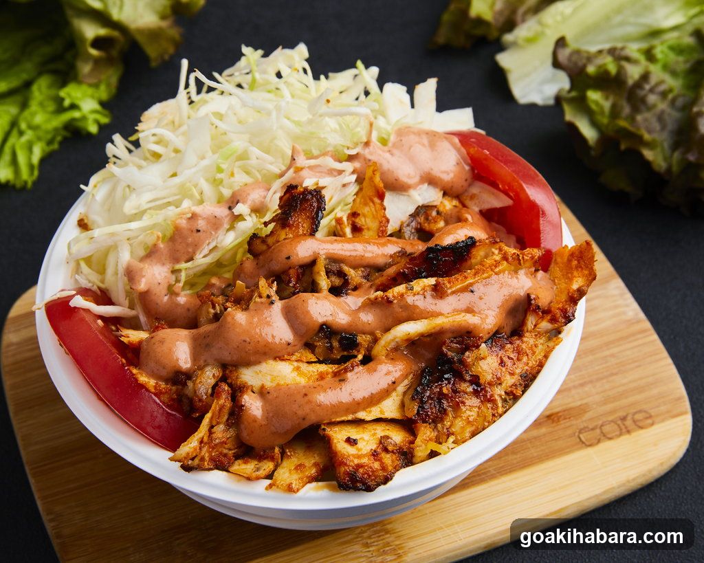 Grilled Chicken Bowl with Sauce and Salad