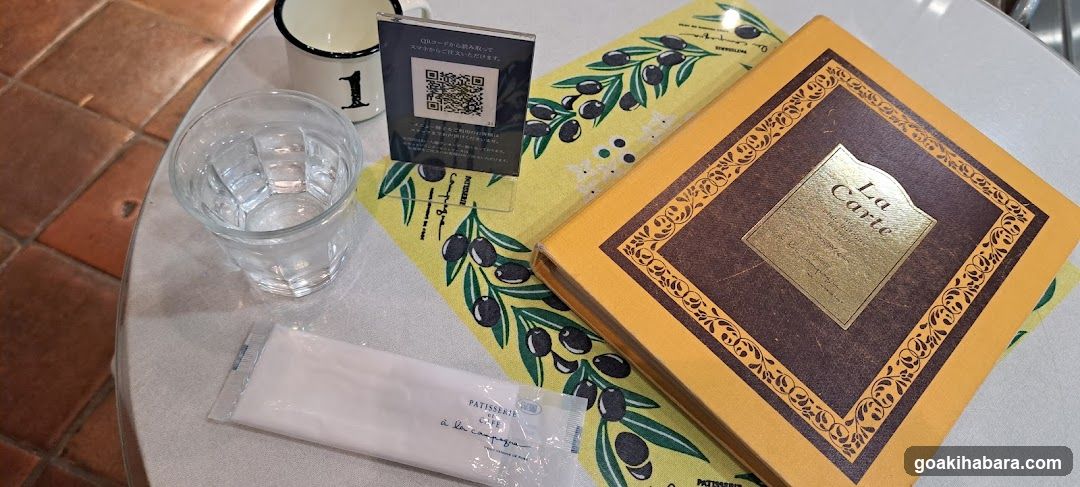 Table setting with menu and water glass