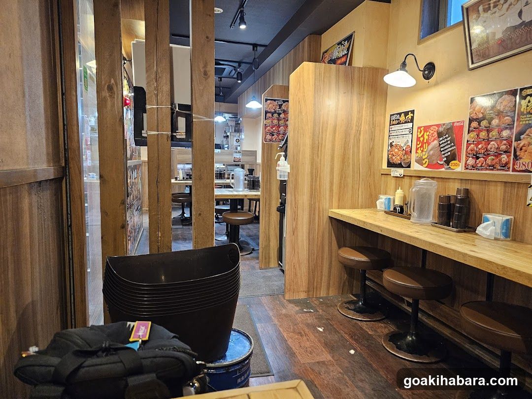 Restaurant Interior with Wooden Decor and Seating Area