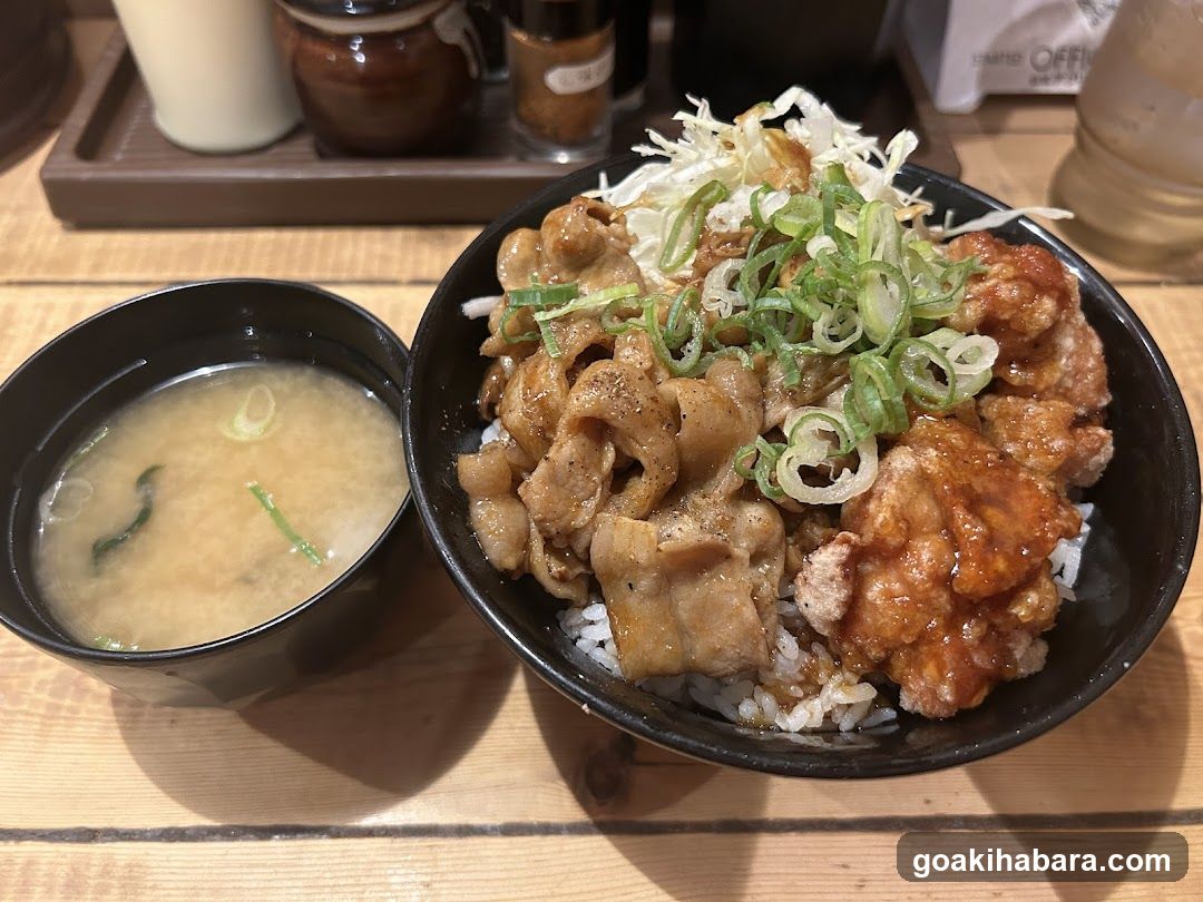 Japanese Rice Bowl with Tonkatsu and Miso Soup