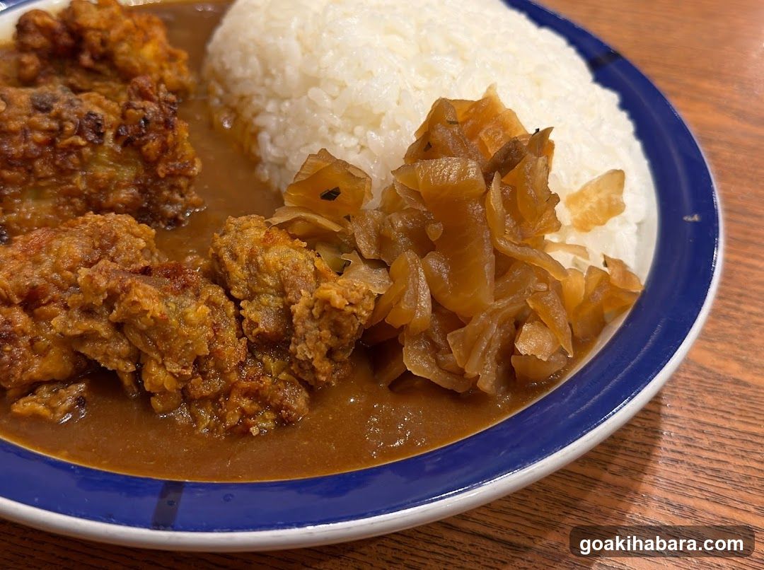 Curry Rice with Fried Meat and Pickled Onions